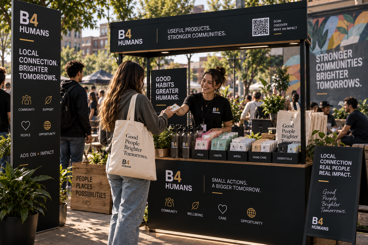 B4HUMANS community campaign environment — local useful products activation